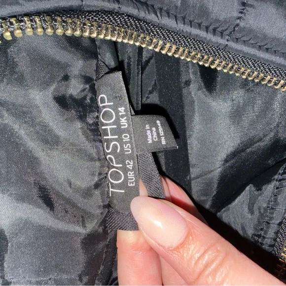 Topshop Women’s Hooded Mixed Media Anorak Jacket - Black - Picture 3 of 3